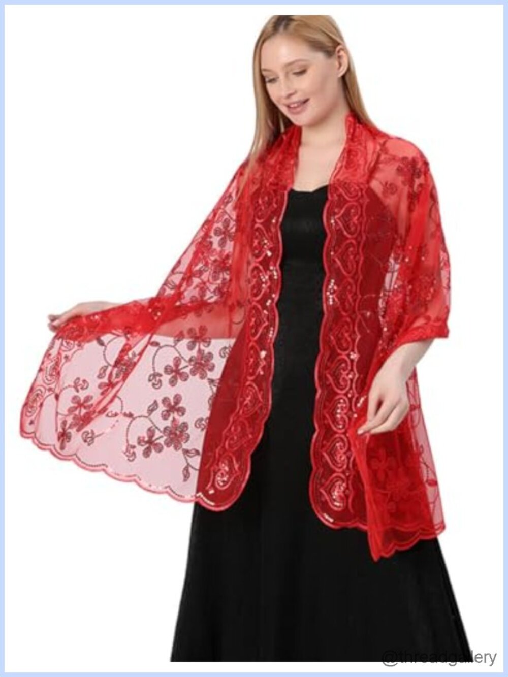 Sequin Lace Floral Wrap Shawl Stole Pashmina Bridal Evening Party